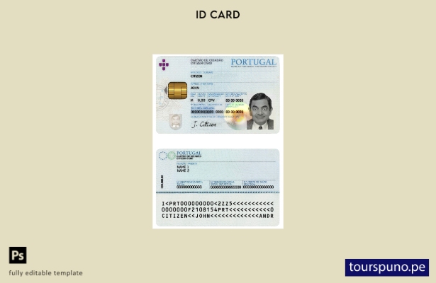 Plantilla de identificación de Portugal lista para imprimir